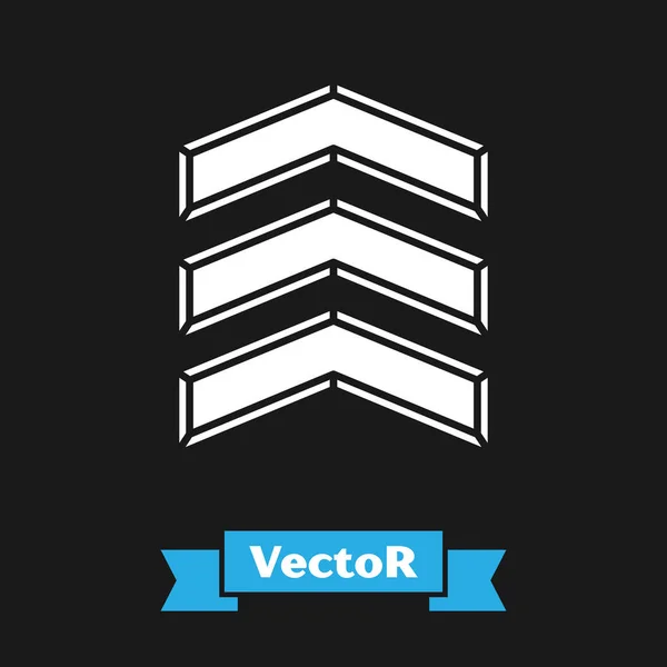 Wit militair pictogram geïsoleerd op zwarte achtergrond. Militaire badge teken. Vector Illustratie — Stockvector