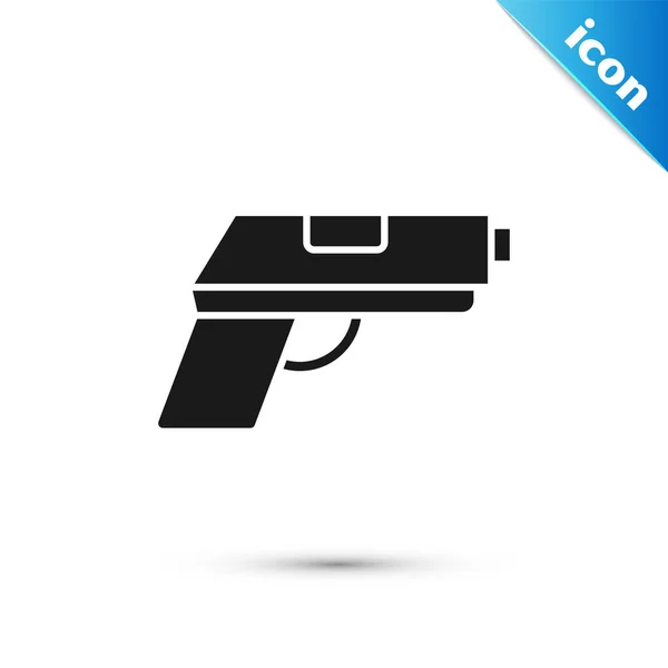 Black Pistol or gun icon isolated on white background. Police or military handgun. Small firearm. Vector Illustration — 스톡 벡터