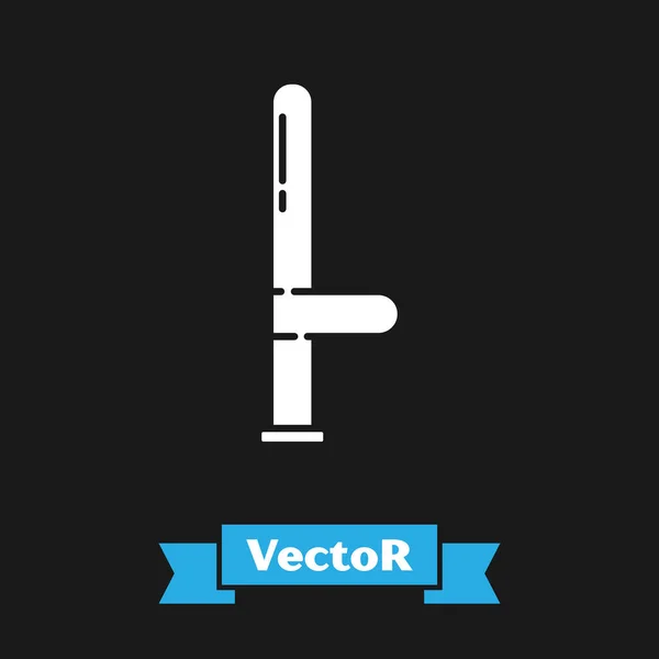 Weißes Gummiknüppel-Symbol der Polizei isoliert auf schwarzem Hintergrund. Gummiknüppel. Polizeihubschrauber. Polizeiausrüstung. Vektorillustration — Stockvektor