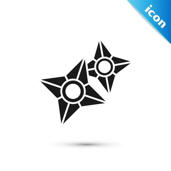 Ícone preto japonês ninja shuriken isolado no fundo branco. Ilustração vetorial — Vetor de Stock