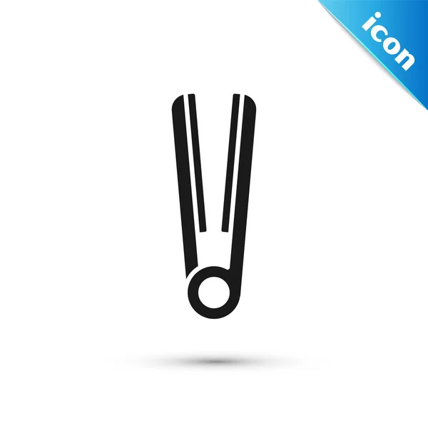 Schwarzer Lockenstab für Haarsymbol isoliert auf weißem Hintergrund. Haarglätter-Symbol. Vektorillustration — Stockvektor