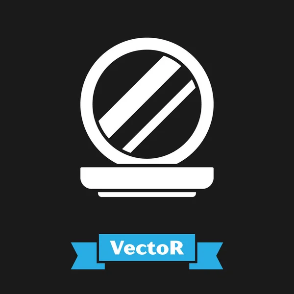 Weißer Schminkpuder mit Spiegelsymbol auf schwarzem Hintergrund. Vektorillustration — Stockvektor