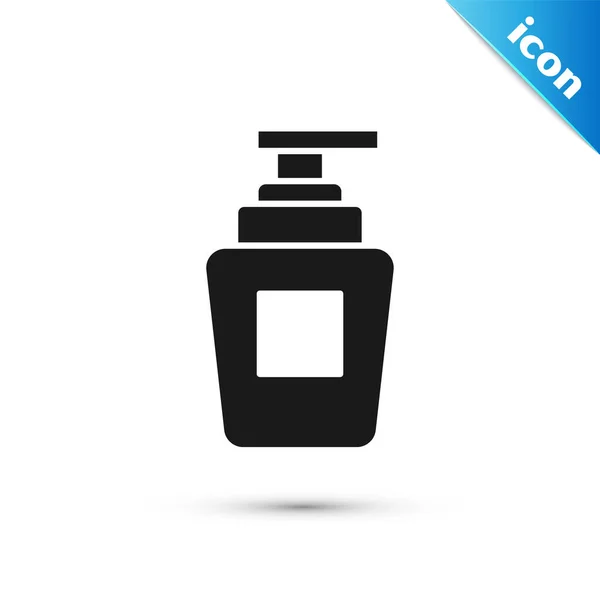 Černá láhev šamponu ikona izolované na bílém pozadí. Vektorová ilustrace — Stockový vektor