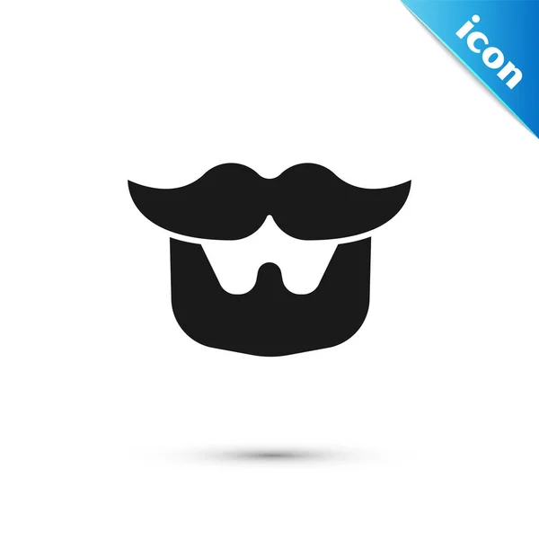 Black Mustache and beard icon isolated on white background. Barbershop symbol. Facial hair style. Vector Illustration — Stock Vector