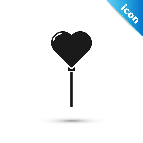 Черные воздушные шары в форме сердца с иконкой ленты изолированы на белом фоне. Векторная миграция — стоковый вектор