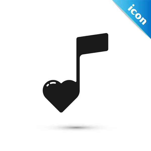 Black Music note, tone with hearts icon isolated on white background. Valentines day. Vector Illustration — ストックベクタ