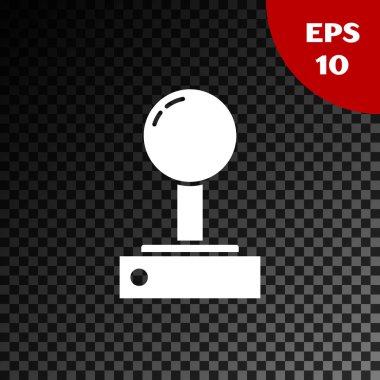 Şeffaf koyu arka plan üzerinde izole arcade makine simgesi için Beyaz Joystick. Joystick oyun kolu. Vektör İllüstrasyonu