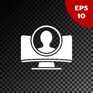 Şeffaf koyu arkaplanda beyaz hesap ekranı simgesi oluştur. Vektör İllüstrasyonu