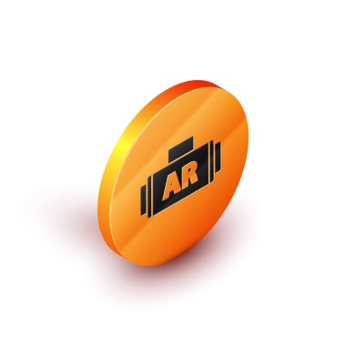 Isometric Ar, artırılmış gerçeklik simgesi beyaz arkaplanda izole edildi. Turuncu daire düğmesi. Vektör İllüstrasyonu