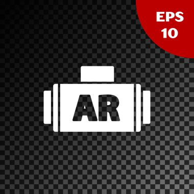 Beyaz Ar, arttırılmış gerçeklik simgesi şeffaf karanlık arka planda izole edilmiş. Vektör İllüstrasyonu