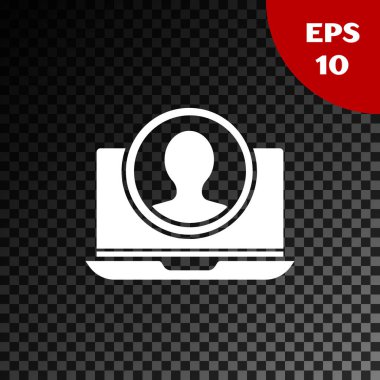 Şeffaf koyu arkaplanda beyaz hesap ekranı simgesi oluştur. Vektör İllüstrasyonu