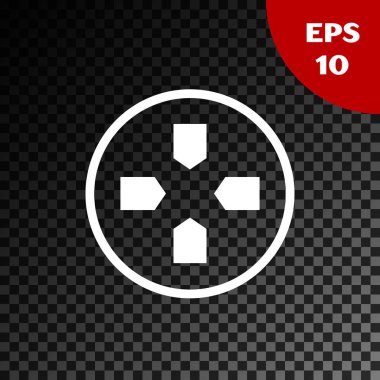 Beyaz Oyun Alanı simgesi, şeffaf koyu arkaplanda izole edildi. Oyun kontrolörü. Vektör İllüstrasyonu