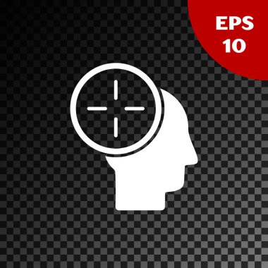 Beyaz Kafa avlanma konsepti simgesi şeffaf karanlık arka planda izole edildi. İş hedefi ya da İş Bulma. İş için insan kaynakları ve adam toplama. Vektör İllüstrasyonu