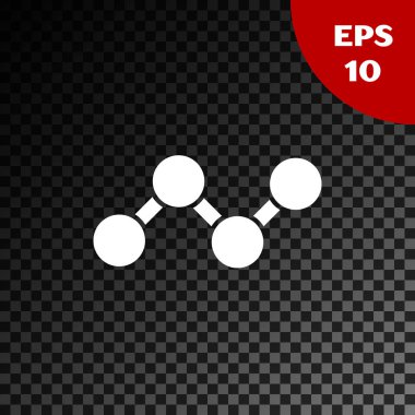 Beyaz Paylaşım simgesi, şeffaf koyu arkaplanda izole edildi. Paylaşma, iletişim piktogramı, sosyal medya, bağlantı, ağ, dağıtım. Vektör İllüstrasyonu