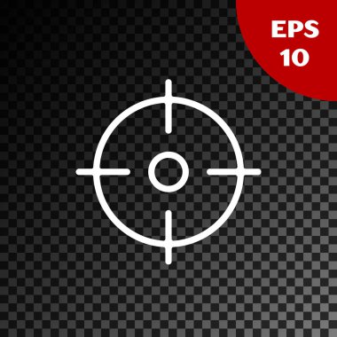 Beyaz Hedef spor simgesi şeffaf koyu arkaplanda izole edildi. Atış mesafesi ya da atış mesafesi için sayıları olan temiz bir hedef. Vektör İllüstrasyonu