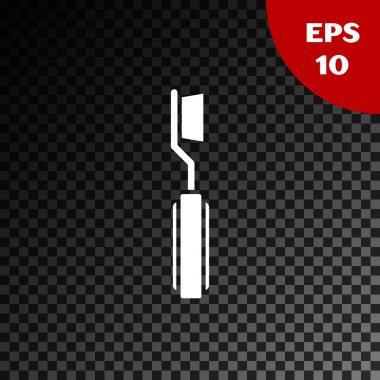 Beyaz diş fırçası simgesi şeffaf koyu arkaplanda izole edildi. Vektör İllüstrasyonu