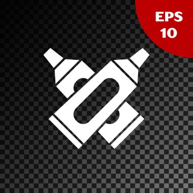 Şeffaf koyu arkaplanda beyaz çapraz diş macunu simgesi izole edilmiş. Vektör İllüstrasyonu