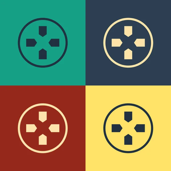 Kolorowa ikona Gamepad odizolowana na tle koloru. Kontroler gry. Rysowanie w stylu vintage. Ilustracja wektora — Wektor stockowy