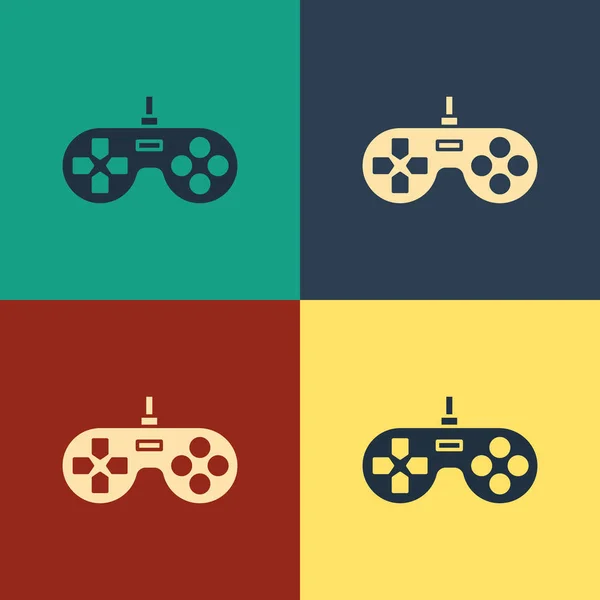 Color Gamepad icon isolated on color background. Game controller. Vintage style drawing. Vector Illustration — Stock Vector