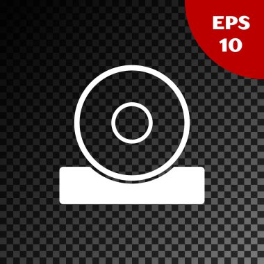 Beyaz Otolaryngological baş yansıtıcı simgesi şeffaf koyu arkaplanda izole edildi. Hastaların kulak, boğaz ve burun muayenesi için ekipman. Vektör İllüstrasyonu