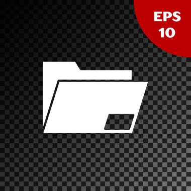 Beyaz Belge klasör simgesi şeffaf koyu arka planda yalıtılmış. Muhasebe bağlayıcı sembolü. Defter tutma yönetimi. Vektör Illustration