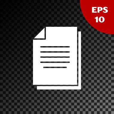 Beyaz Belge simgesi şeffaf koyu arka planda yalıtılmış. Dosya simgesi. Kontrol listesi simgesi. İş konsepti. Vektör Illustration