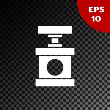 Dinamit simgesi için beyaz tutucu fünye şeffaf koyu arkaplanda izole edildi. Vektör İllüstrasyonu