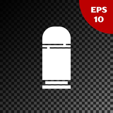 Saydam koyu arka planda yalıtılmış Beyaz Kartuşlar simgesi. Av tüfeği avlama ateşli silah kartuşları. Av tüfek mermi simgesi. Vektör İllüstrasyonu