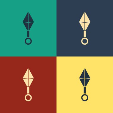 Color Japanese ninja shuriken icon isolated on color background. Vintage style drawing. Vector Illustration