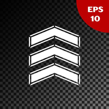 Beyaz Askeri rütbe simgesi, saydam karanlık arka planda izole edilmiş. Askeri rozet işareti. Vektör İllüstrasyonu