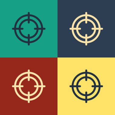 Renkli Hedef spor simgesi renk arkaplanında izole edildi. Atış mesafesi ya da atış mesafesi için sayıları olan temiz bir hedef. Klasik tarzda çizim. Vektör İllüstrasyonu