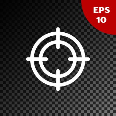 Beyaz Hedef spor simgesi şeffaf koyu arkaplanda izole edildi. Atış mesafesi ya da atış mesafesi için sayıları olan temiz bir hedef. Vektör İllüstrasyonu