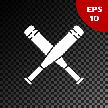 Beyaz Haç beyzbol sopası simgesi, şeffaf karanlık arka planda izole edilmiş. Vektör İllüstrasyonu