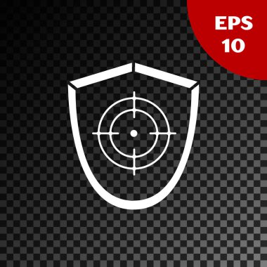 Beyaz Hedef spor simgesi şeffaf koyu arkaplanda izole edildi. Atış mesafesi ya da atış mesafesi için sayıları olan temiz bir hedef. Vektör İllüstrasyonu