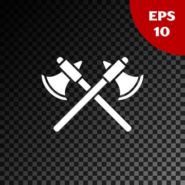 Beyaz Haç Ortaçağ balta simgesi, şeffaf karanlık arka planda izole edilmiş. Savaş baltası, cellat baltası. Vektör İllüstrasyonu