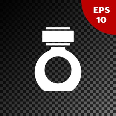 Saydam koyu arka plan da yalıtılmış Beyaz Tıraş Sonrası simgesi. Köln sprey simgesi. Erkek parfüm şişesi. Vektör İllüstrasyonu