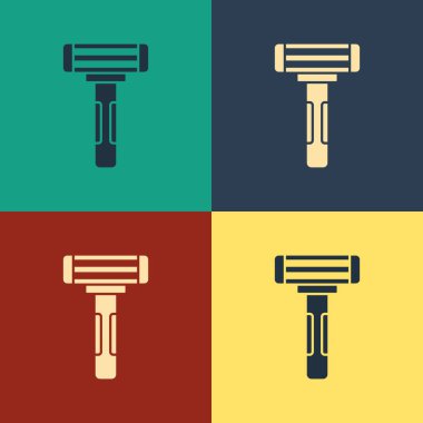 Renk arka planda yalıtılmış renk Tıraş jilet simgesi. Vintage tarzı çizim. Vektör İllüstrasyonu