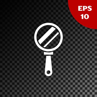 Saydam koyu arka planda yalıtılmış Beyaz El ayna simgesi. Vektör İllüstrasyonu