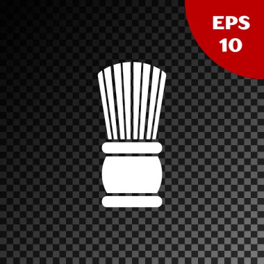 Saydam koyu arka planda yalıtılmış beyaz tıraş fırçası simgesi. Berber dükkanı sembolü. Vektör İllüstrasyonu