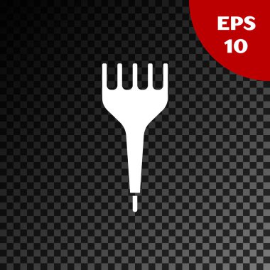 Saydam koyu arka plan da yalıtılmış Beyaz Saç Fırçası simgesi. Saç işaretini taramak. Berber sembolü. Vektör İllüstrasyonu