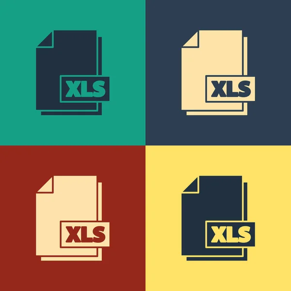 Document couleur du fichier XLS. Télécharger icône de bouton xls isolé sur fond de couleur. Symbole de fichier Excel. Dessin style vintage. Illustration vectorielle — Image vectorielle