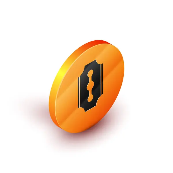 Isometrisk blad Razor ikonen isolerad på vit bakgrund. Orange cirkel knapp. Vektor illustration — Stock vektor