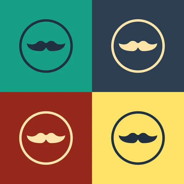 Icône Moustache de couleur isolée sur fond de couleur. Symbole du coiffeur. Coiffure faciale. Dessin style vintage. Illustration vectorielle — Image vectorielle