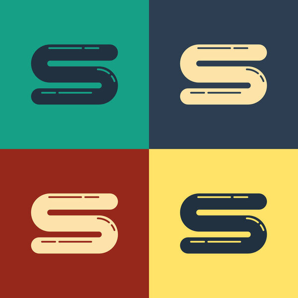 Color Towel icon isolated on color background. Vintage style drawing. Vector Illustration