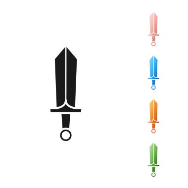 Beyaz arkaplanda izole edilmiş oyun simgesi için Siyah Kılıç. Simgeleri renklendirin. Vektör İllüstrasyonu