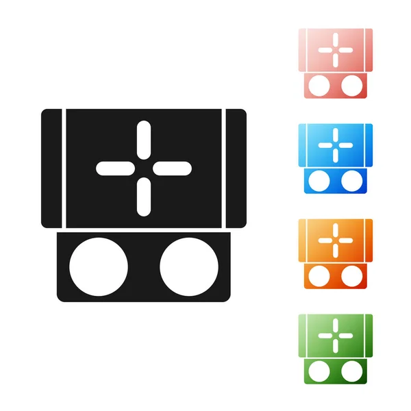 Black Portable Videospielkonsole Symbol isoliert auf weißem Hintergrund. Gamepad-Zeichen. Spielkonzept. Setzen Sie Symbole bunt. Vektorillustration — Stockvektor