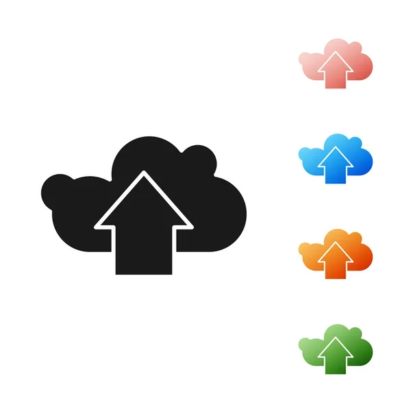 Icono de carga de Black Cloud aislado sobre fondo blanco. Establecer iconos de colores. Ilustración vectorial — Vector de stock