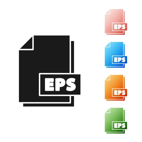 Documento de archivo EPS negro. Descargar icono del botón eps aislado sobre fondo blanco. Símbolo de archivo EPS. Establecer iconos de colores. Ilustración vectorial — Vector de stock
