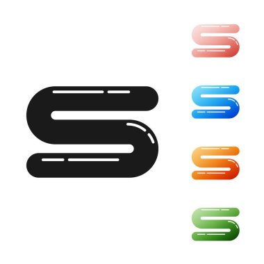 Siyah Havlu simgesi beyaz arkaplanda izole edildi. Simgeleri renklendirin. Vektör İllüstrasyonu