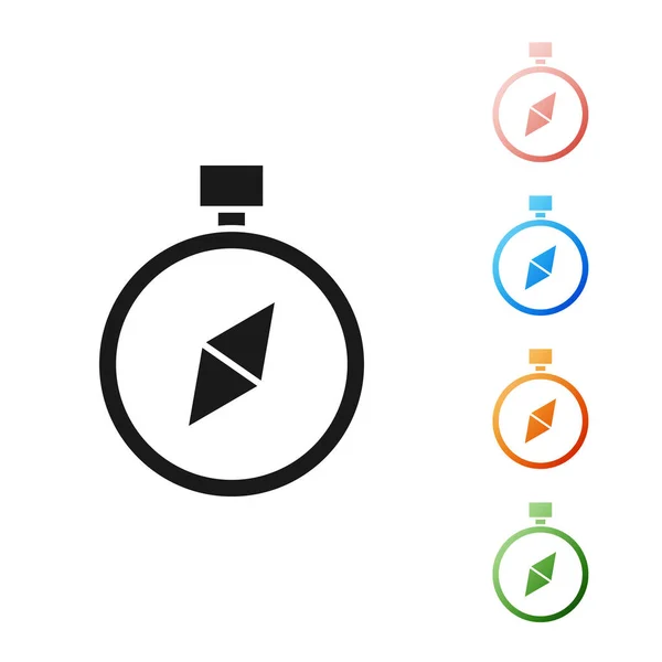 Schwarzes Kompass-Symbol isoliert auf weißem Hintergrund. Windrose Navigationssymbol. Windrose Zeichen. Setzen Sie Symbole bunt. Vektorillustration — Stockvektor